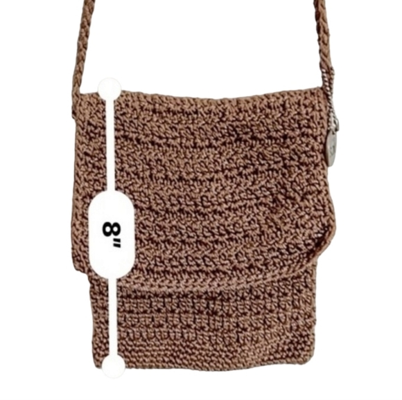 The Sak Crochet Tan Crossbody Purse Top Flap with Zipper Closure‎ - Picture 2 of 3